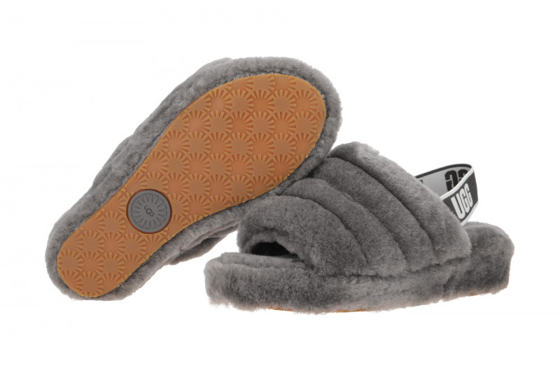 UGG Fluff Yeah Slide Hausschuhe grau charcoal