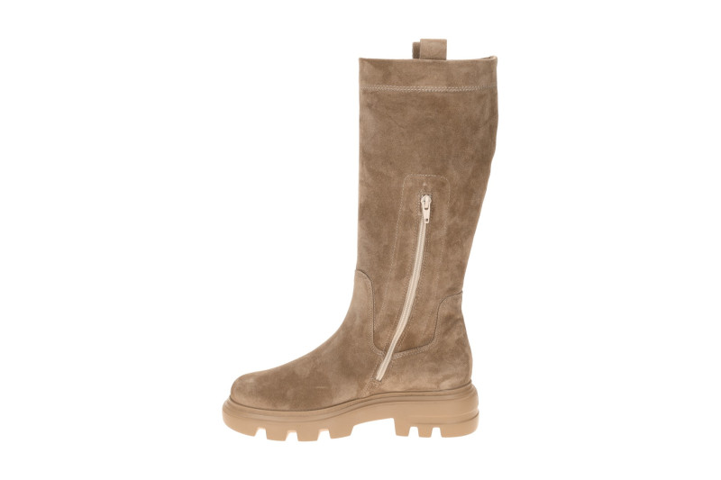 Paul Green Stiefel taupe braun Langschaft Velour 8296