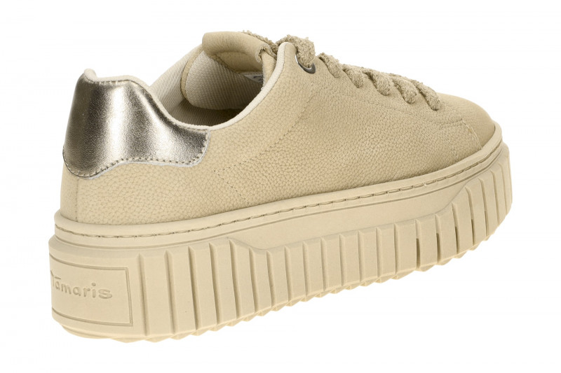 Tamaris Schuhe Plateau Sneaker beige silber 23702