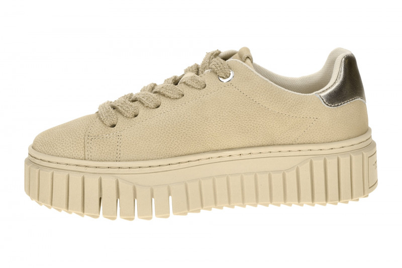 Tamaris Schuhe Plateau Sneaker beige silber 23702