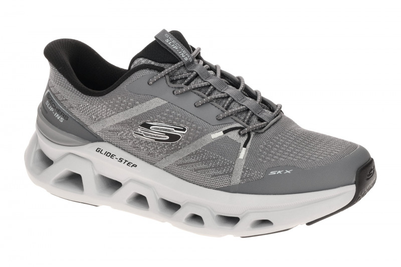 Skechers Glide Step Schuhe grau silber Herren Slip-Ins 233023