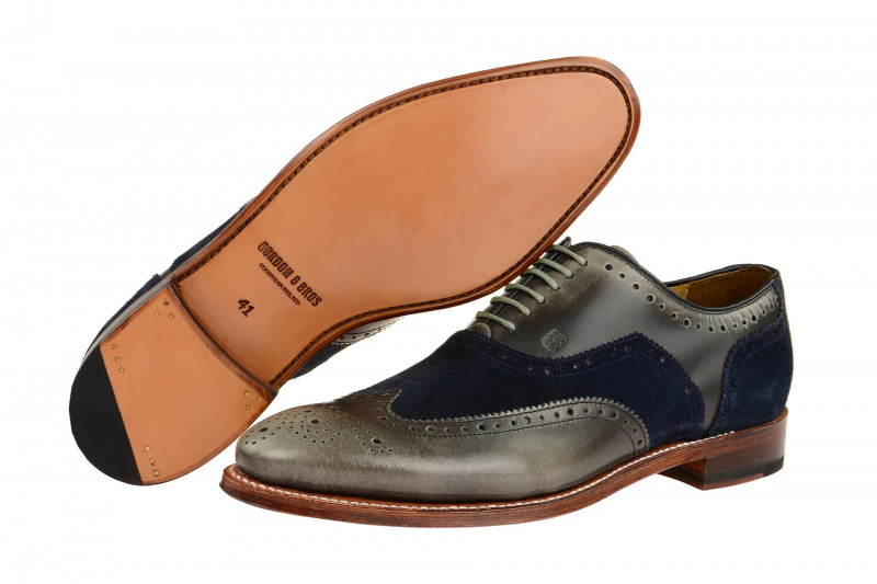 Gordon & Bros Schuhe Fabien grau blau Rahmengenäht 3859-D