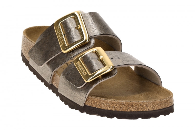 Birkenstock Sydney Cushion Buckle Pantolette taupe braun SCHMAL 1029372