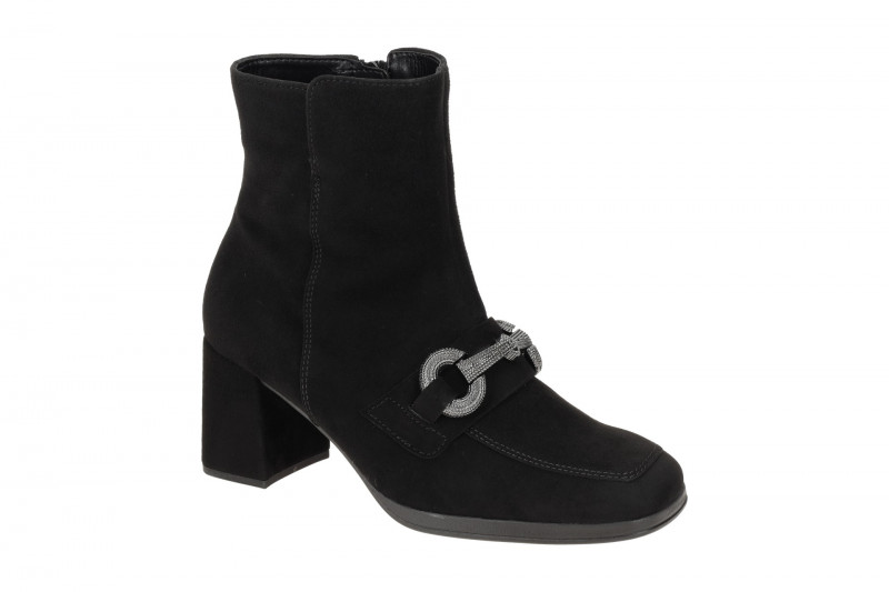 Gabor Stiefelette schwarz Velour mit Schmuck 35.693.17