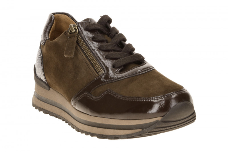 Gabor comfort Sneaker Schuhe braun Samt Lack H-Weite 6021
