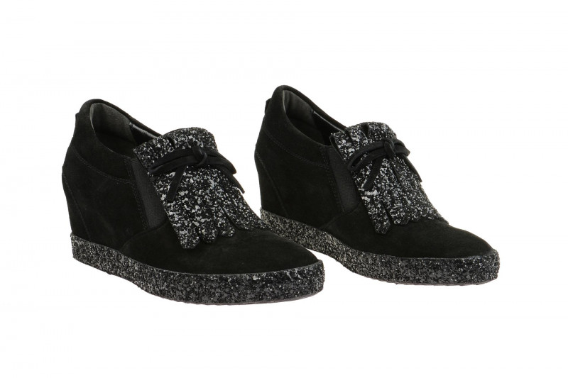 K&S Liberty Keil Slipper schwarz Glitter