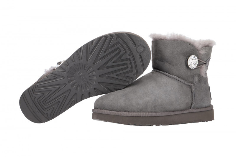 UGG Mini Bailey Button Bling Stiefel grau