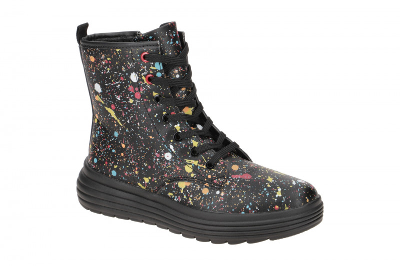 Geox Phaolae Kinder Stiefel Schuhe schwarz bunt Kleckse