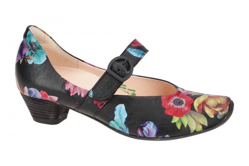 Think Aida 532 Riemchen Pumps schwarz bunte Blumen