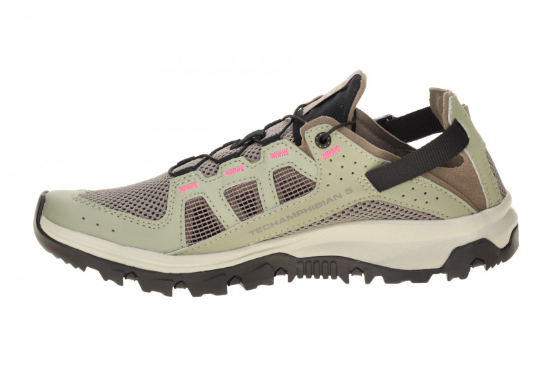 Salomon Techamphibian 5 Schuhe grau grün Damen 491106