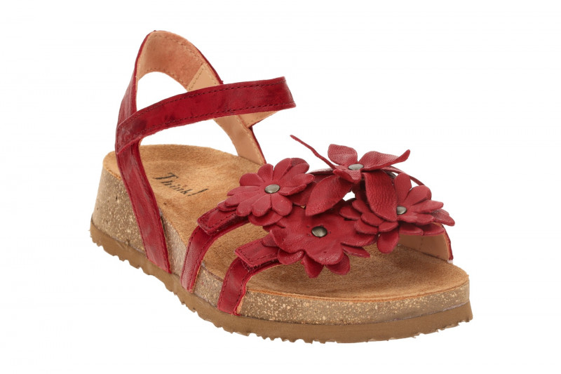 Think Koak Sandale rot fragola Leder-Blüten 551