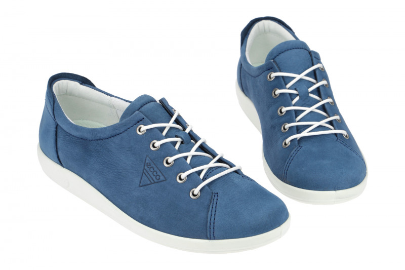 Ecco Soft 2 Schuhe blau weiß Damen Sneakers