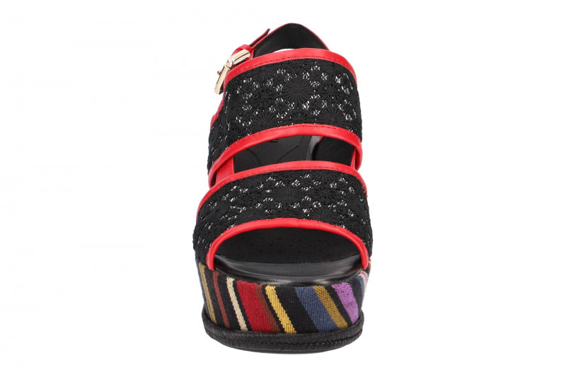 Geox Sakely Plateau Sandale schwarz rot