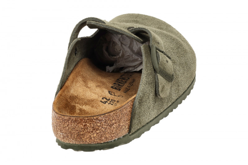 Birkenstock Boston Clogs Pantoletten grün Velour Normal-Weit 1024721