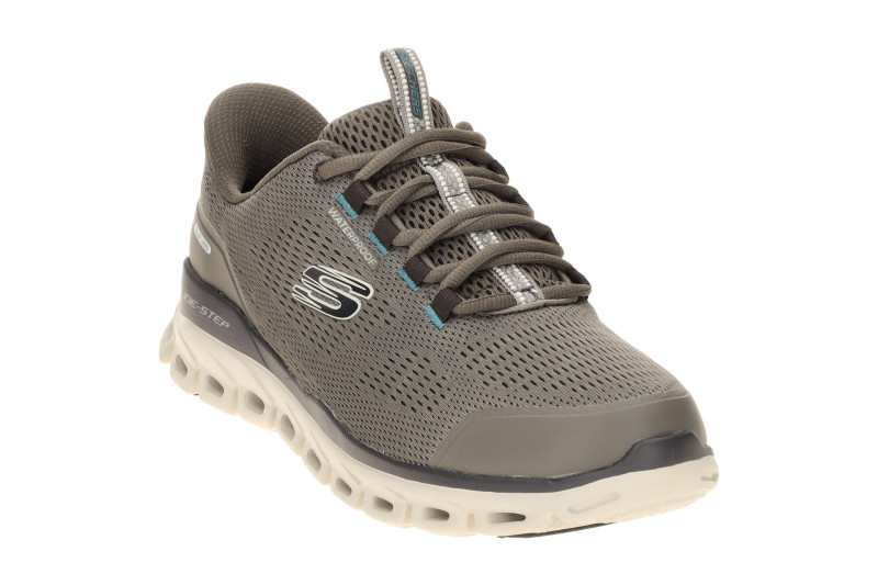 Skechers Glide Step Schuhe taupe grau Herren SLIP-INS wasserdicht 233014