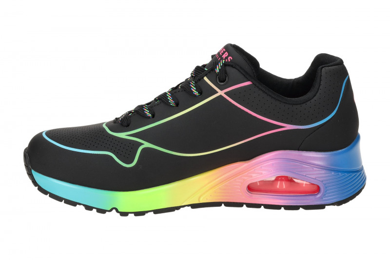 Skechers Uno Schuhe schwarz bunt Linien 155148