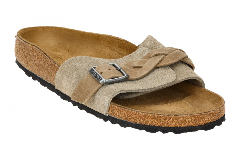 Birkenstock Oita Braided Pantolette grau braun taupe SCHMAL 1026730