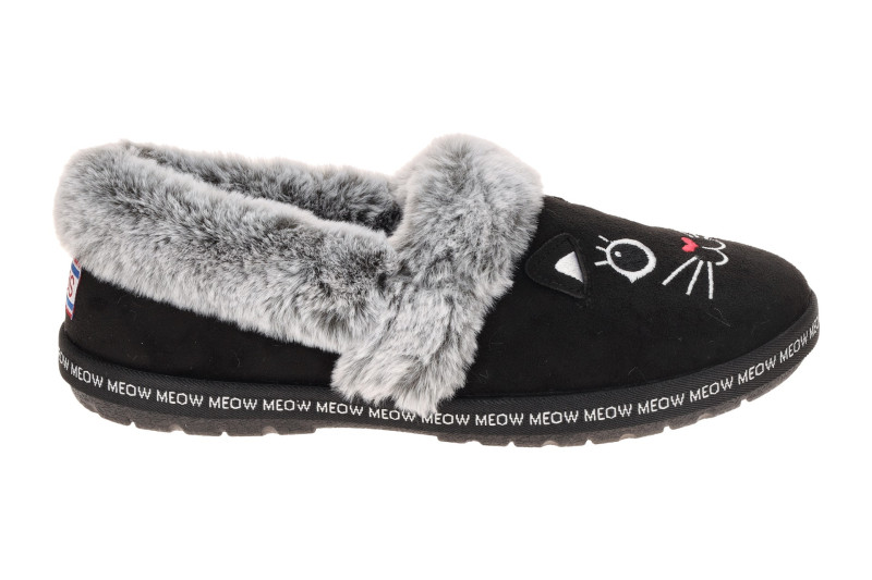 Skechers Meow Pajamas Hausschuhe Slipper schwarz CAT