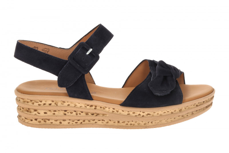 Gabor Plateau Sandalen blau Velour 84.553.16