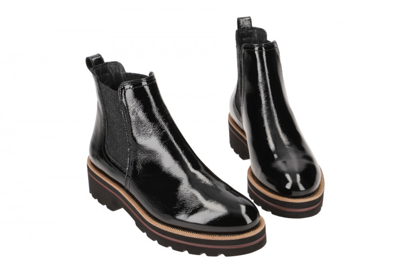 Paul Green Chelsea-Stiefelette schwarz grau Lack 9654