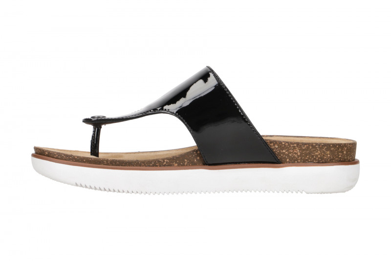 Clarks Elayne Step Pantolette Zehentrenner schwarz Lack