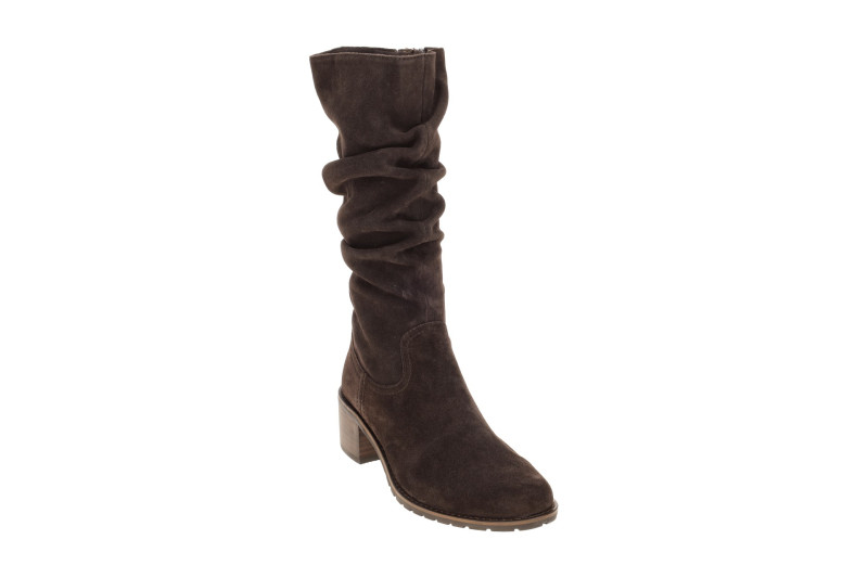 Caprice Stiefel Mid Rise braun Velour gerafft 25401