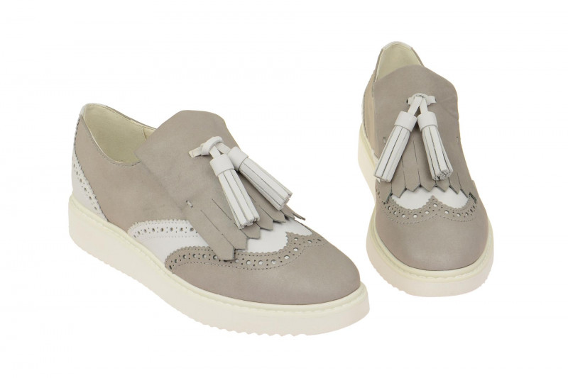 Geox Thymar Slipper grau weiß Fransen