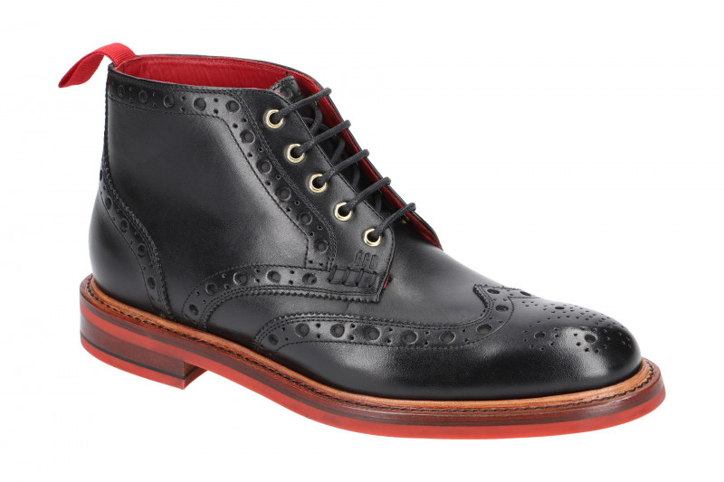 Gordon &amp; Bros Harry Stiefelette schwarz rot Rahmengenäht 5039-P