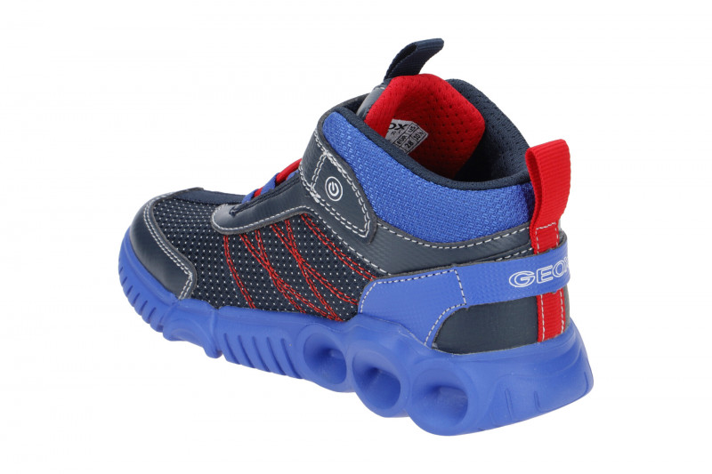 Geox Wroom Kinder Schuhe blau rot Blinker J26GAA