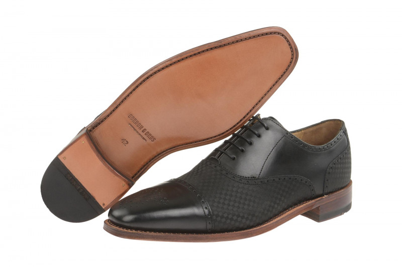 Gordon & Bros Schuhe schwarz karo Rahmengenäht 2830-J