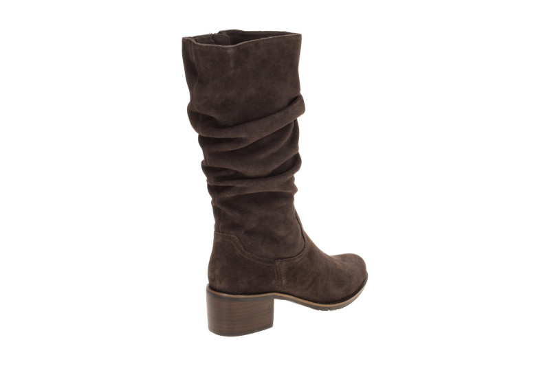 Caprice Stiefel Mid Rise braun Velour gerafft 25401