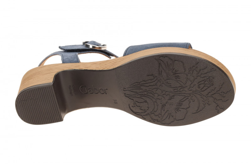 Gabor Plateau Sandalette jeans blau Velour 82.071.26