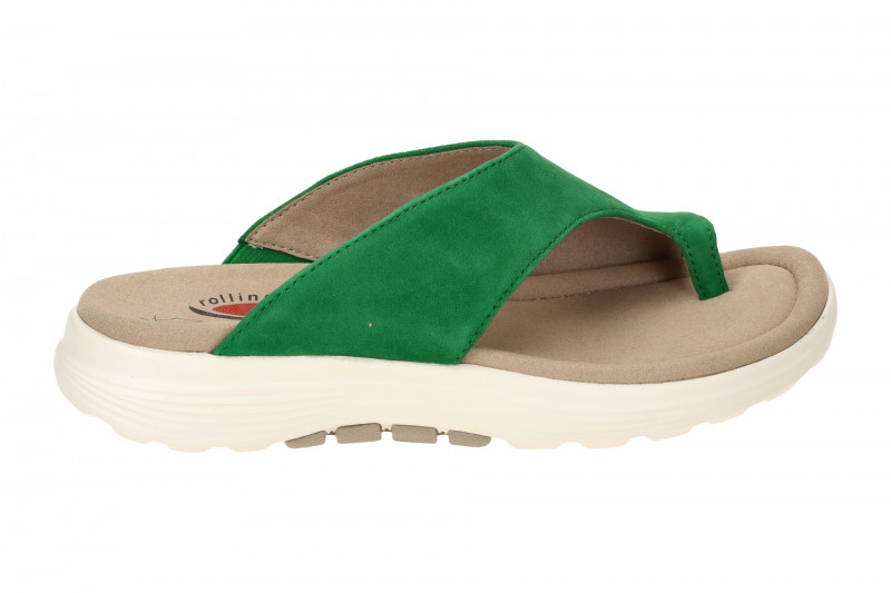 Gabor RollingSoft Zehentrenner Pantolette grün Velour 46.812.34