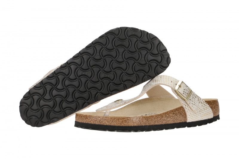 Birkenstock Gizeh BS Pantolette weiß gold python 1018481