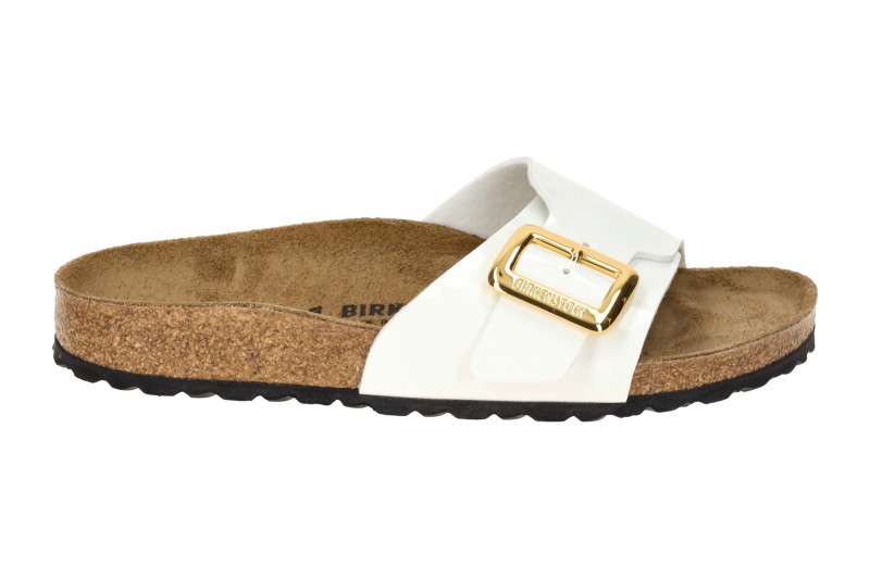 Birkenstock Catalina Cushion Buckle Pantolette weiß Lack SCHMAL 1029437