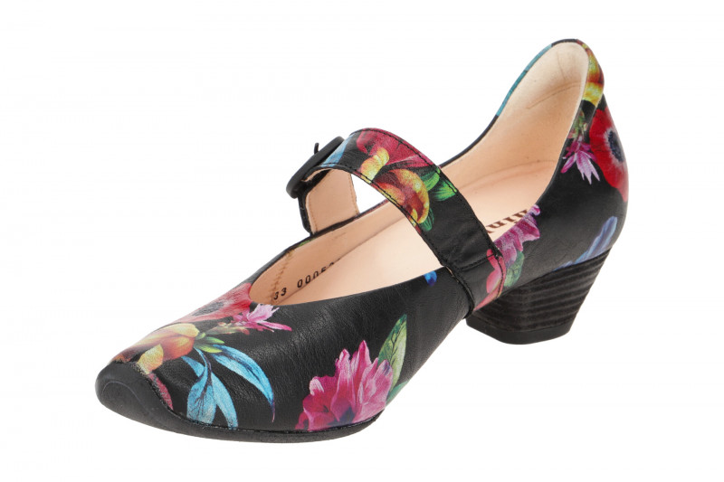 Think Aida 532 Riemchen Pumps schwarz bunte Blumen