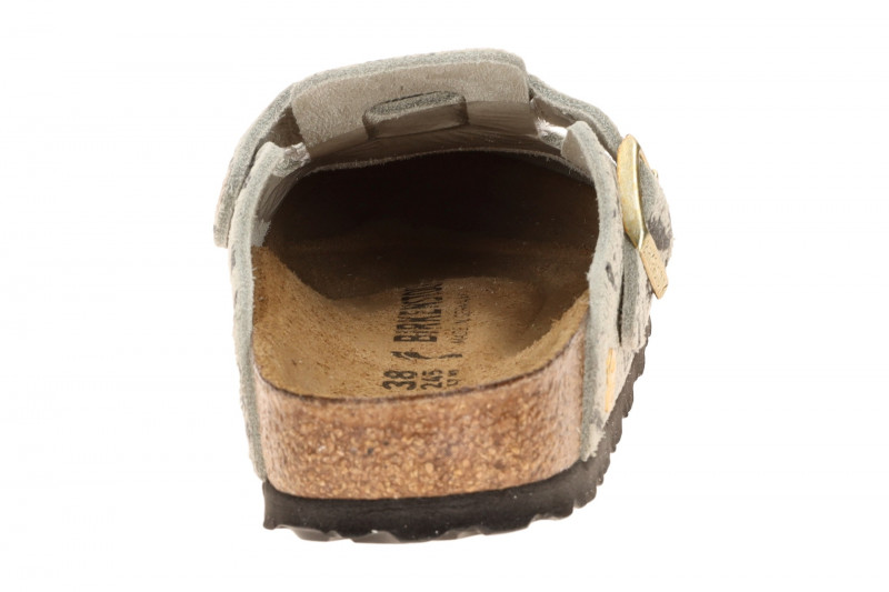 Birkenstock Boston Pantolette grau Snake SCHMAL-WEIT 1033086