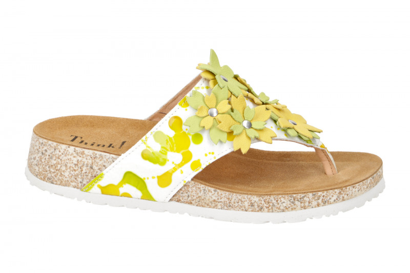 Think Koak Zehentrenner weiß gelb Blüten 745