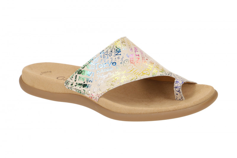 Gabor Zehentrenner Pantolette beige multi letter 23.700.64