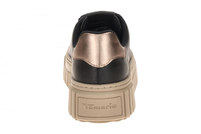 Tamaris Schuhe Plateau Sneaker schwarz gold 23702