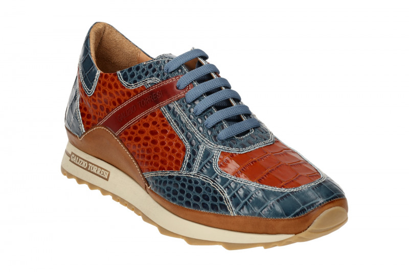 Galizio Torresi Schuhe Sneakers blau orange Kroko 417010