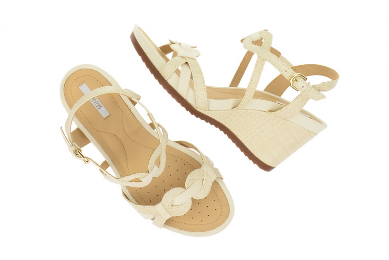 Geox Rorie Keil Sandale milk beige D42P3A