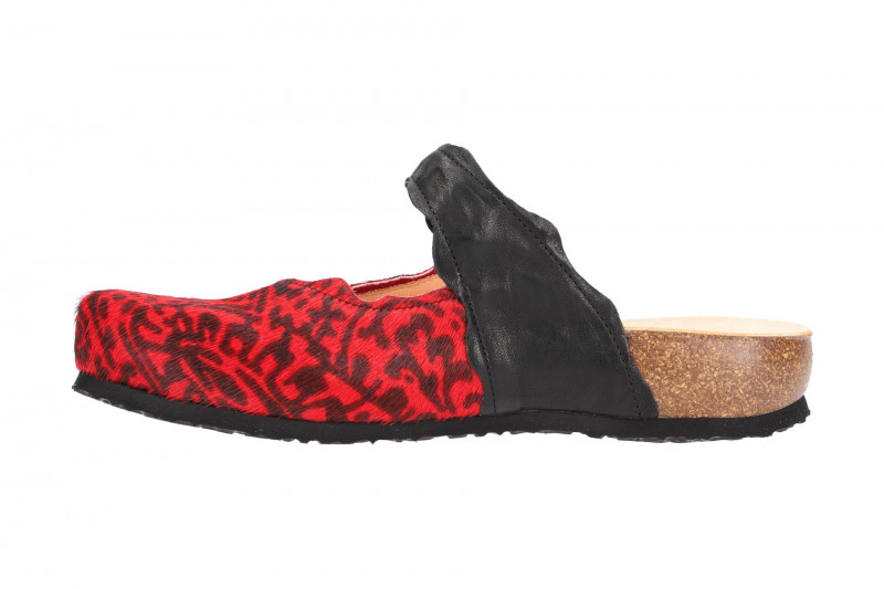Think Julia Pantolette Clogs rot schwarz Fell