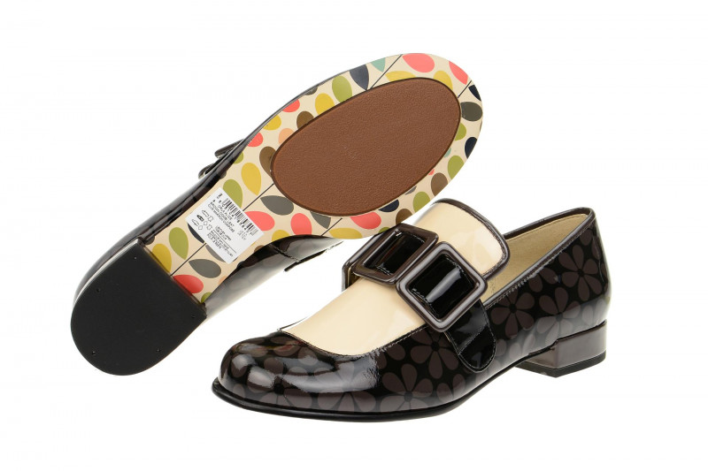 Clarks Slipper Orla schwarz beige Lack 26113420