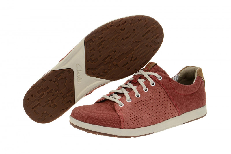 Clarks Norwin Schuhe rot canvas