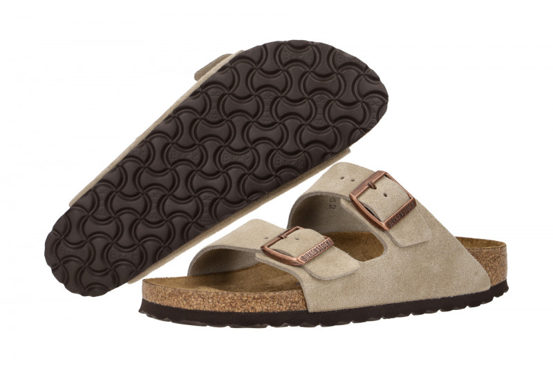 Birkenstock Arizona BS Pantolette taupe grau SCHMAL Weichbettung 951303