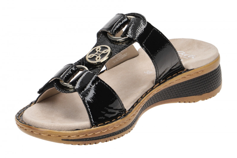 ara Hawaii Steg Pantolette schwarz Lack 12-29003