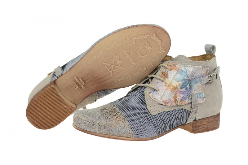 Charme Stiefelette grau blau Blumen 0064