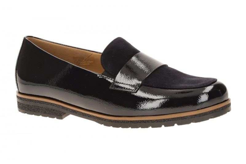 Gabor Schuhe Slipper blau Lack Velour Loafer 4005.01