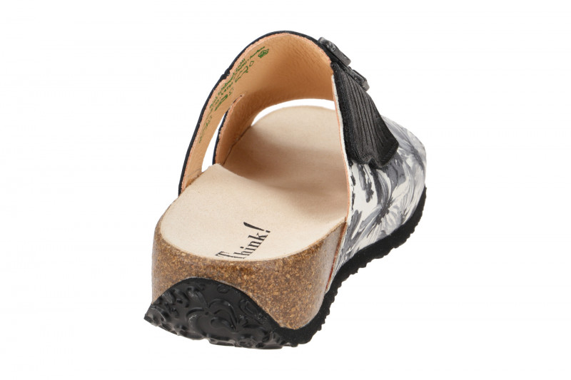 Think Mizzi Pantolette schwarz creme Blumen 124
